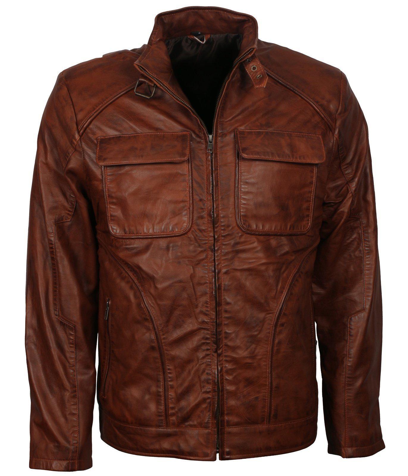 Men's Brown Waxed Genuine Leather Classic Vintage Jacket