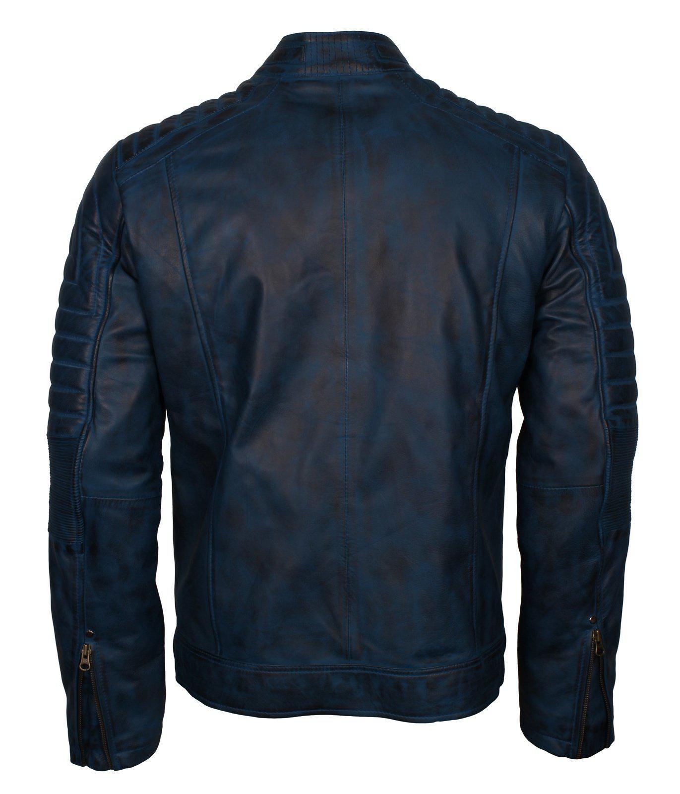 Men's Cafe Racer Grey Brown Maroon Blue Tan Biker Genuine Leather Motorcycle Jacket