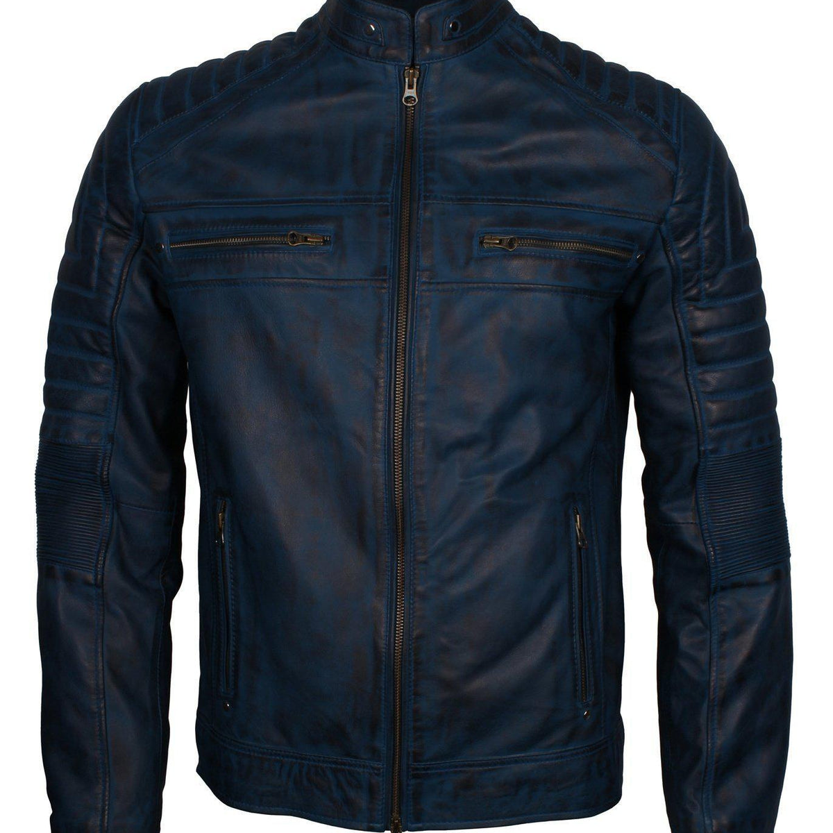 Men's Cafe Racer Grey Brown Maroon Blue Tan Biker Genuine Leather Motorcycle Jacket