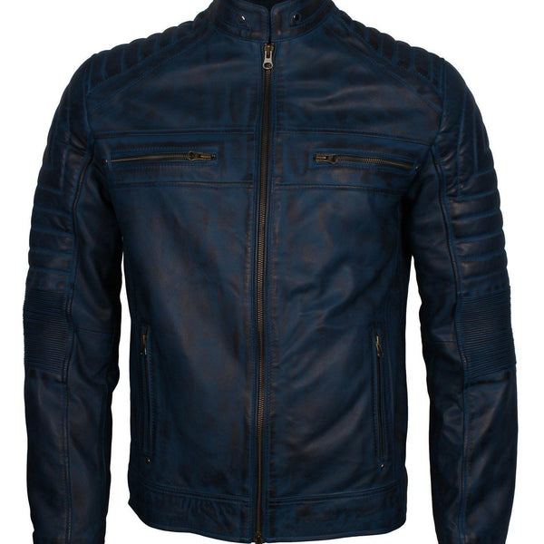 Men's Cafe Racer Grey Brown Maroon Blue Tan Biker Genuine Leather Motorcycle Jacket