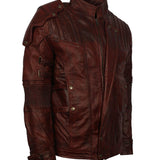 Men's Dark Brown Genuine Leather GOTG Cosplay Jacket