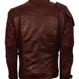 Men's Dark Brown Genuine Leather GOTG Cosplay Jacket