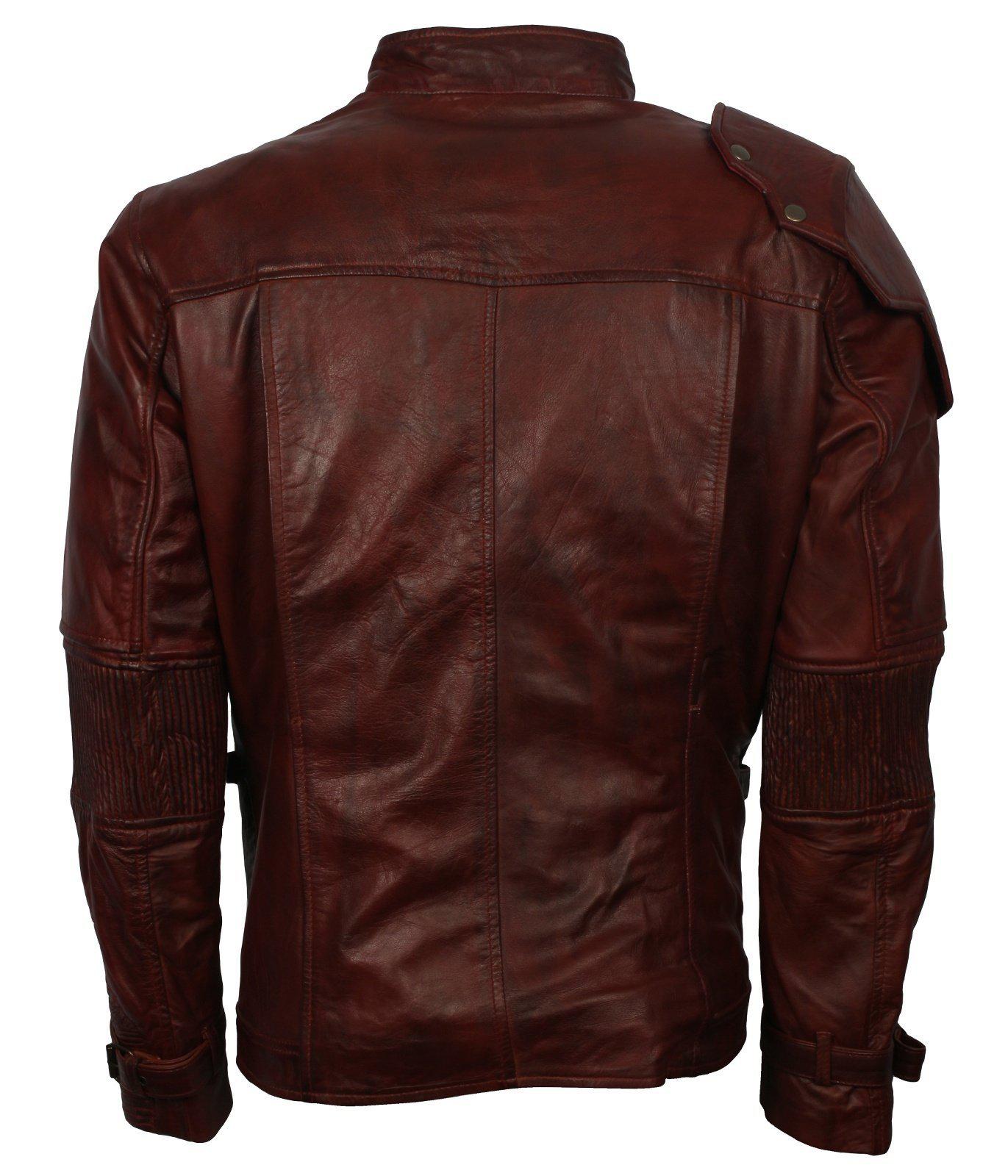Men's Dark Brown Genuine Leather GOTG Cosplay Jacket