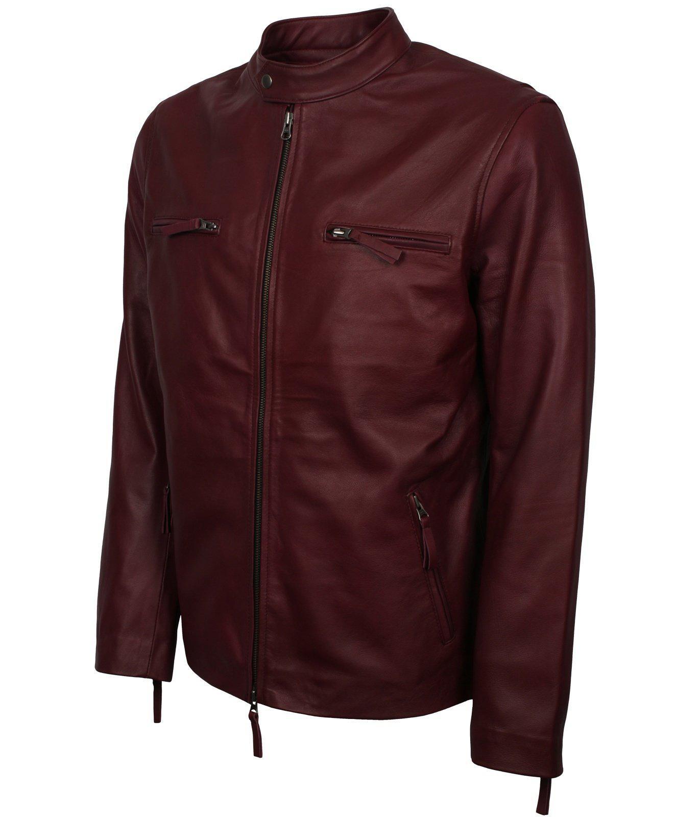 Men's Maroon Casual Classic Genuine Leather Jacket