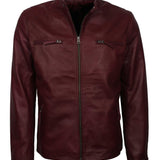 Men's Maroon Casual Classic Genuine Leather Jacket