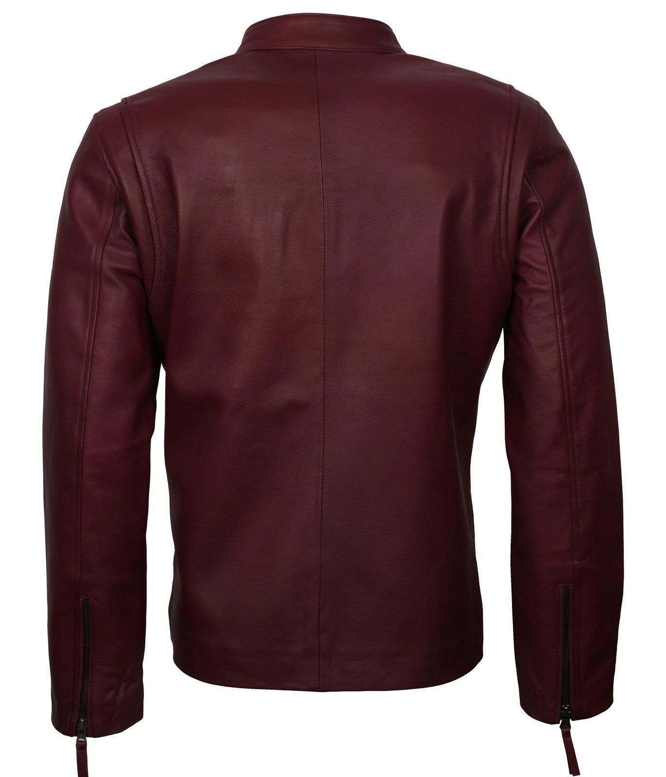 Men's Maroon Casual Classic Genuine Leather Jacket