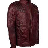 Men's Maroon Genuine Leather Galaxy Guardians Biker Jacket