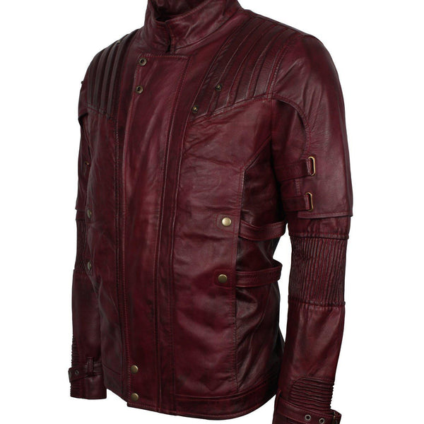 Men's Maroon Genuine Leather Galaxy Guardians Biker Jacket