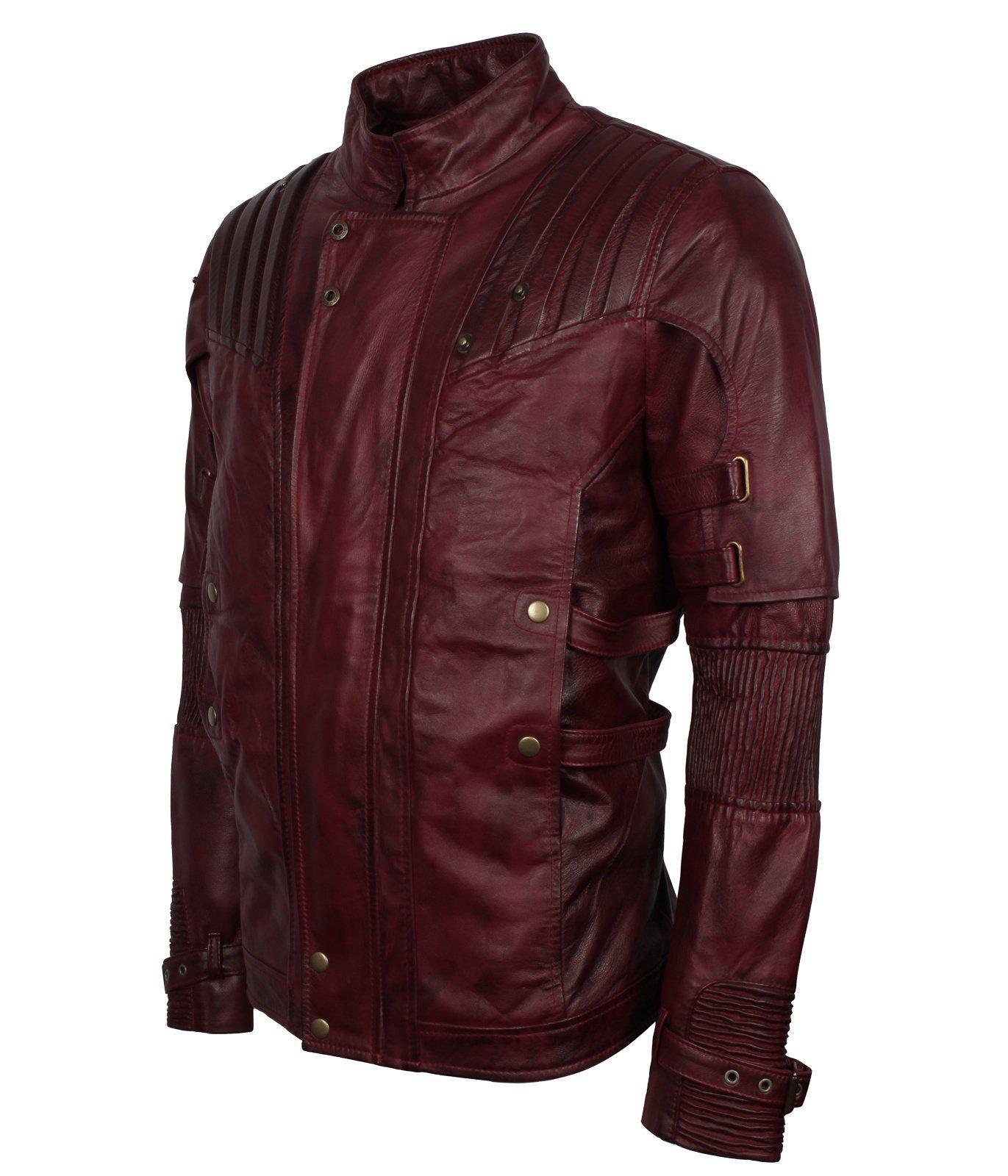 Men's Maroon Genuine Leather Galaxy Guardians Biker Jacket