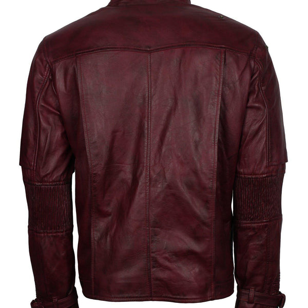 Men's Maroon Genuine Leather Galaxy Guardians Biker Jacket