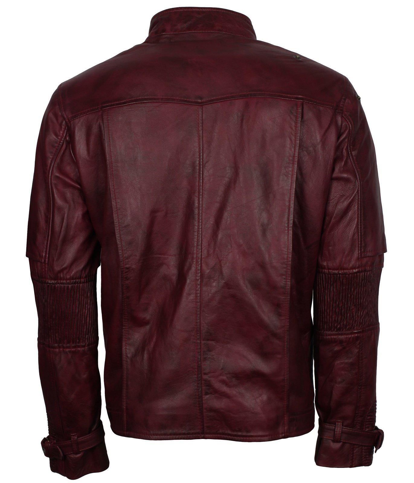 Men's Maroon Genuine Leather Galaxy Guardians Biker Jacket