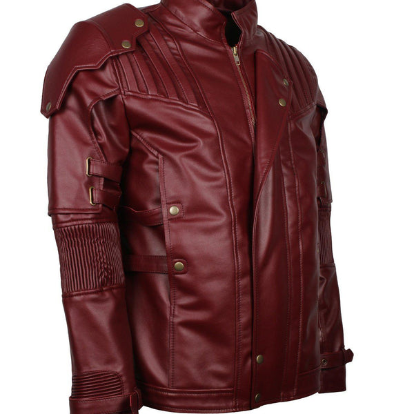 Men's Maroon Galaxy Guardians Cosplay faux Leather Biker Jacket