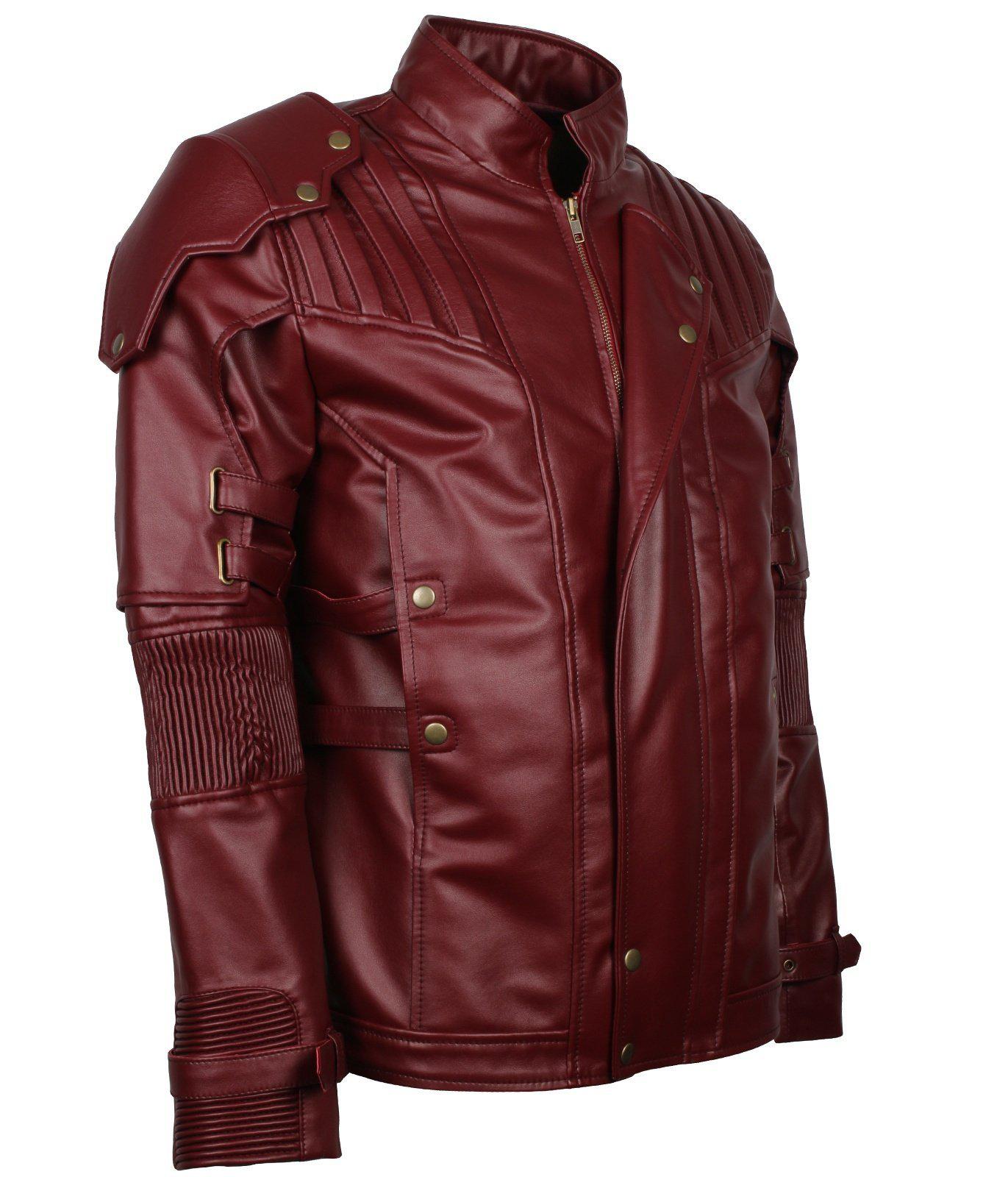 Men's Maroon Galaxy Guardians Cosplay faux Leather Biker Jacket