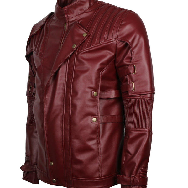 Men's Maroon Galaxy Guardians Cosplay faux Leather Biker Jacket