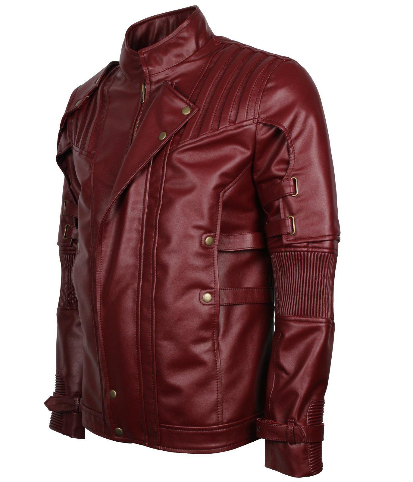 Men's Maroon Galaxy Guardians Cosplay faux Leather Biker Jacket