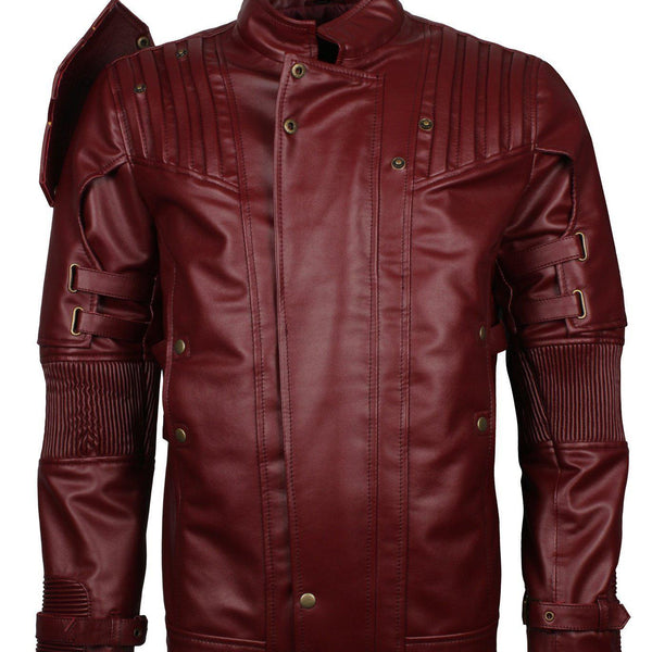 Men's Maroon Galaxy Guardians Cosplay faux Leather Biker Jacket