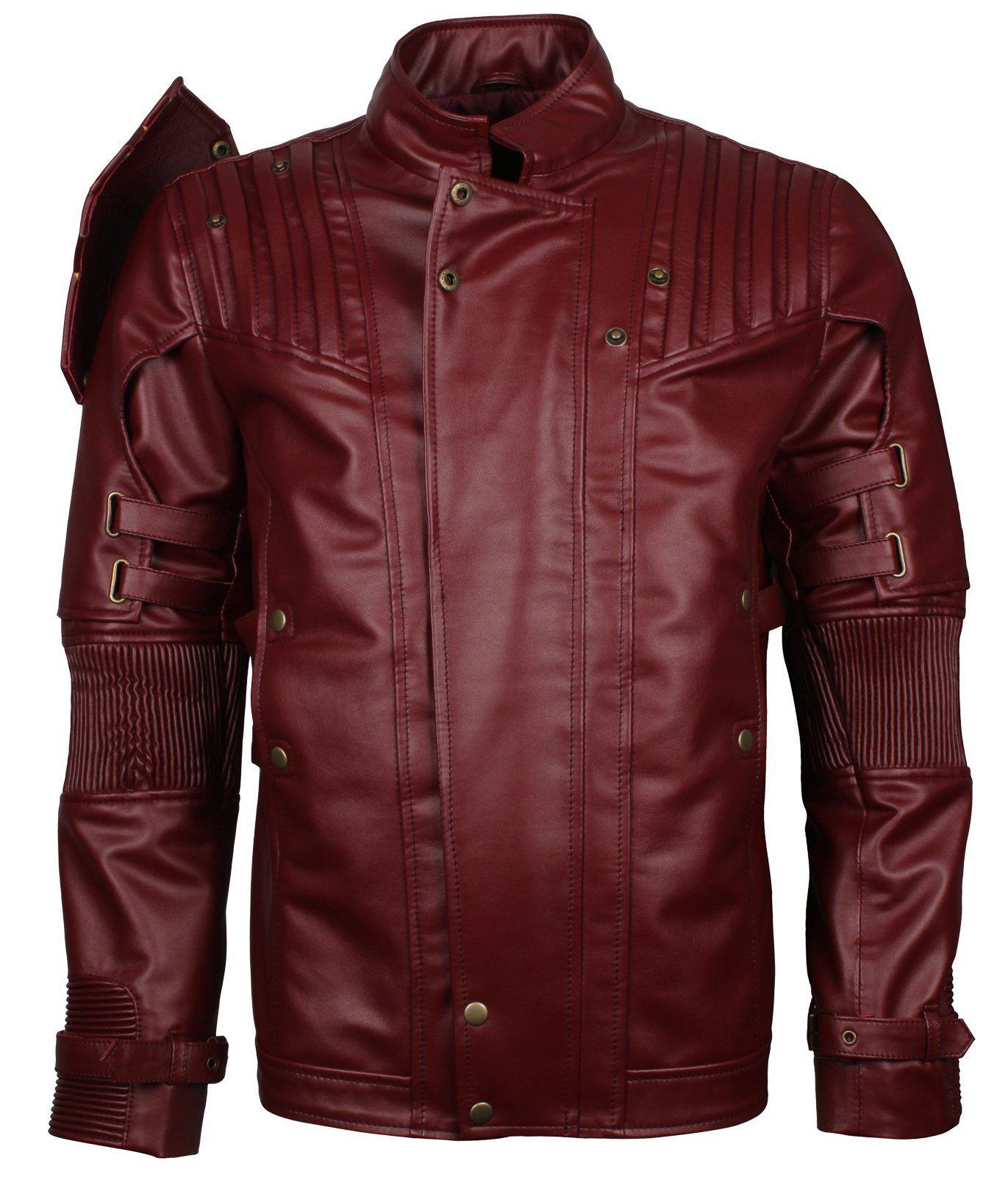Men's Maroon Galaxy Guardians Cosplay faux Leather Biker Jacket