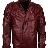 Men's Maroon Galaxy Guardians Cosplay faux Leather Biker Jacket
