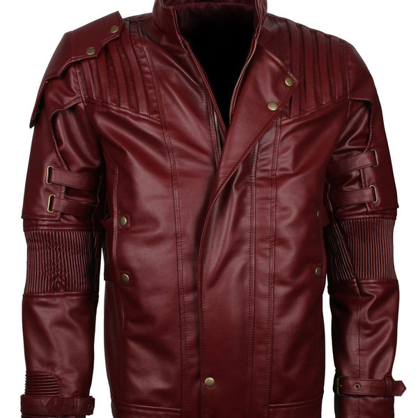 Men's Maroon Galaxy Guardians Cosplay faux Leather Biker Jacket