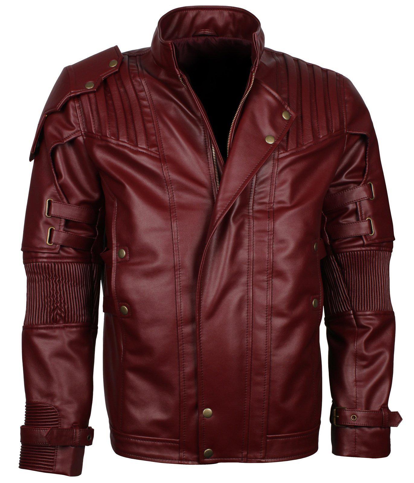 Men's Maroon Galaxy Guardians Cosplay faux Leather Biker Jacket