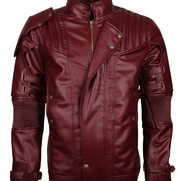 Men's Maroon Galaxy Guardians Cosplay faux Leather Biker Jacket