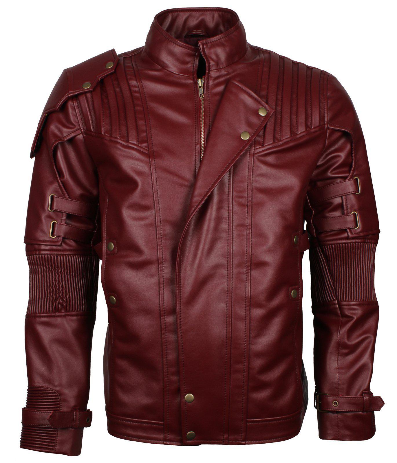 Men's Maroon Galaxy Guardians Cosplay faux Leather Biker Jacket