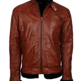 Men's Vintage Brown Classic Genuine Leather Fur Lining Jacket