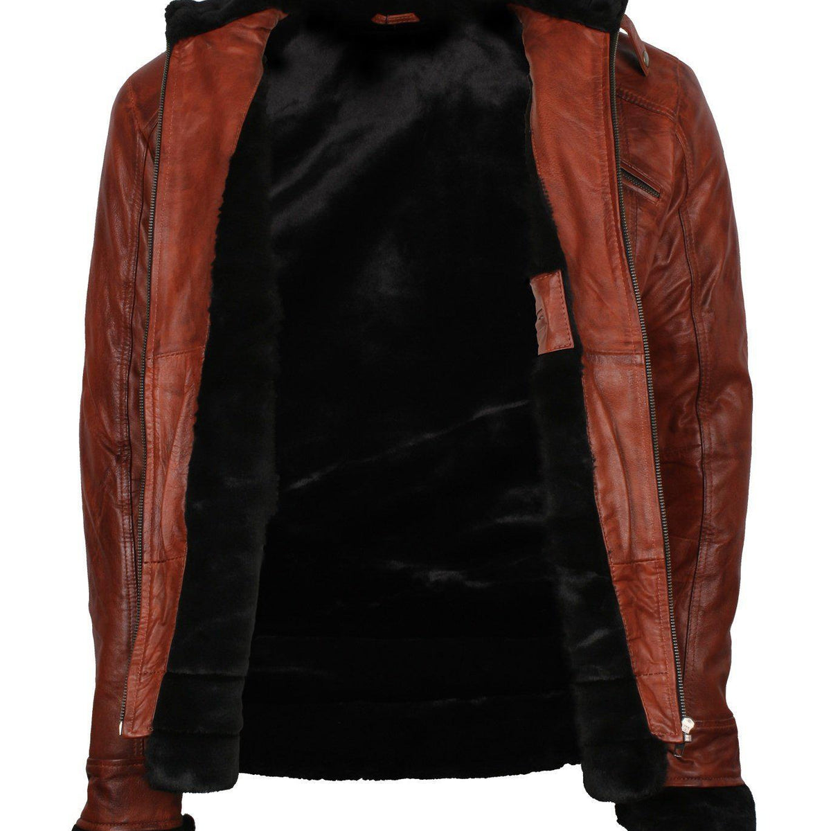 Men's Vintage Brown Classic Genuine Leather Fur Lining Jacket