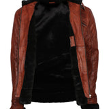 Men's Vintage Brown Classic Genuine Leather Fur Lining Jacket