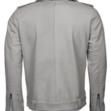 Men's White Classic Rocker Genuine Leather Motorcycle Jacket