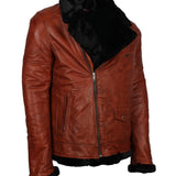 Men's Winter Brown Brando Genuine Leather Fur Lining Jacket