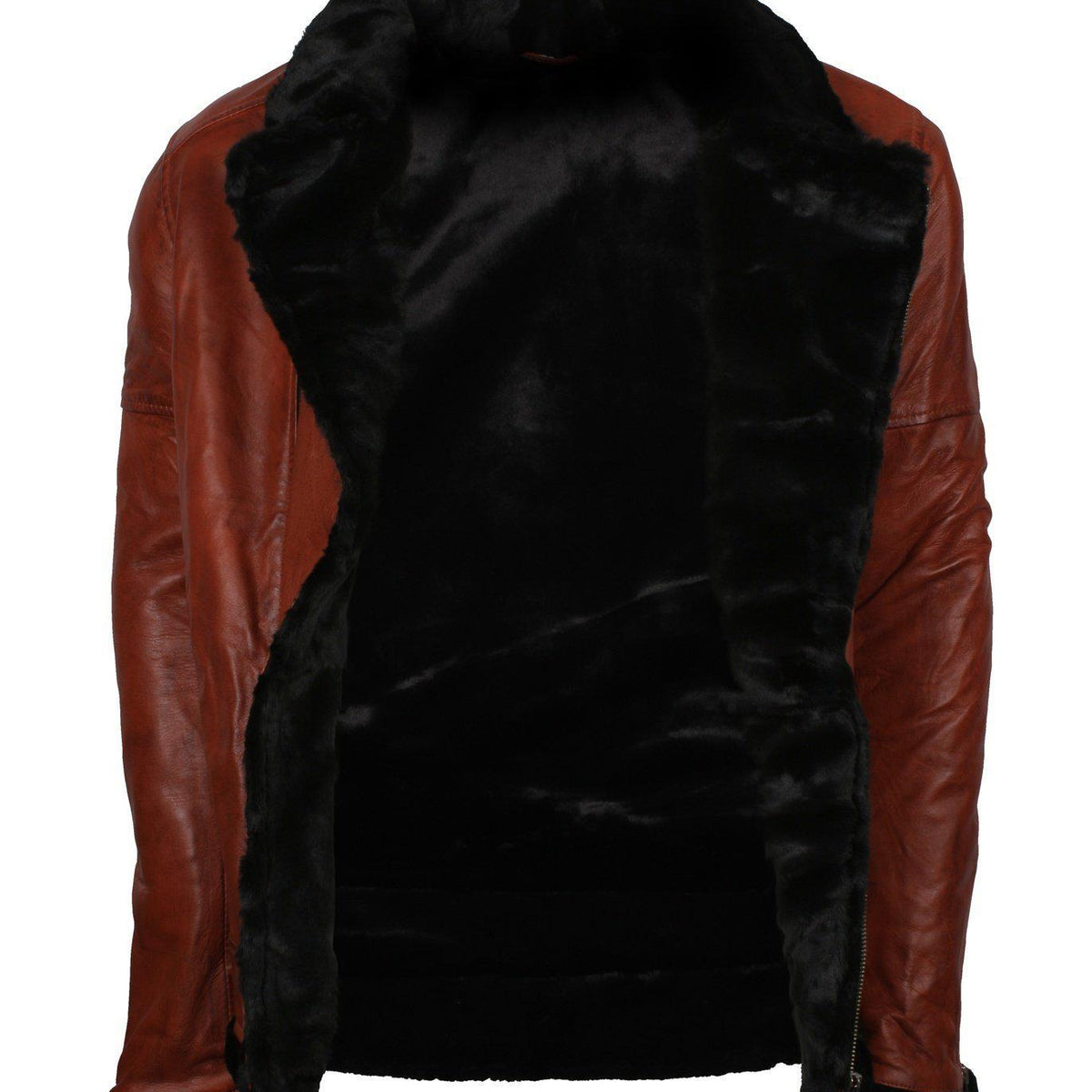 Men's Winter Brown Brando Genuine Leather Fur Lining Jacket