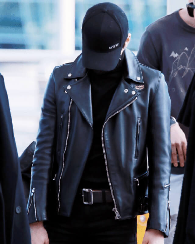 BTS Suga Black Biker Leather Jacket