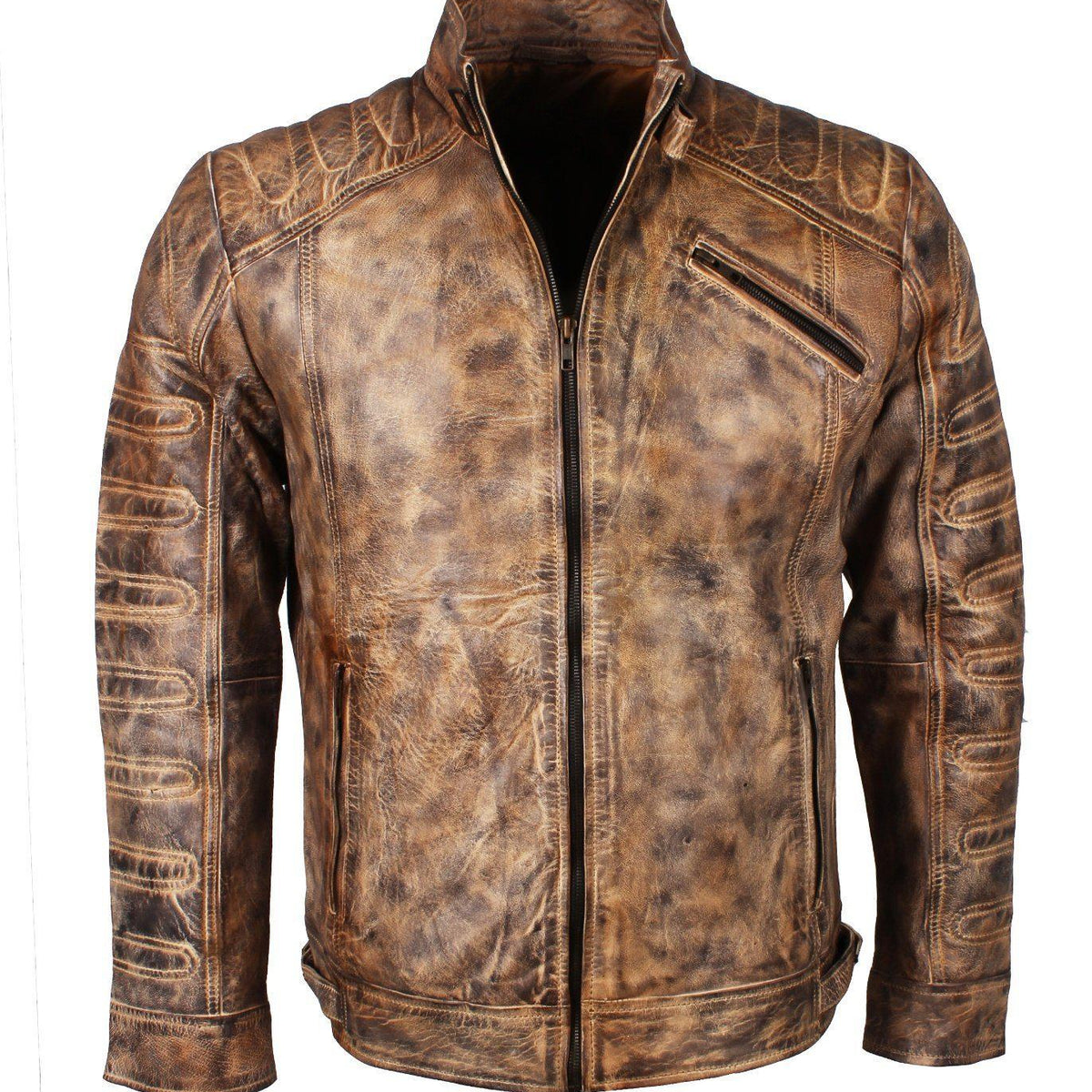 Men's Vintage Distressed Brown Leather Jacket