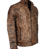 Men's Vintage Distressed Brown Leather Jacket