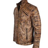 Men's Vintage Distressed Brown Leather Jacket