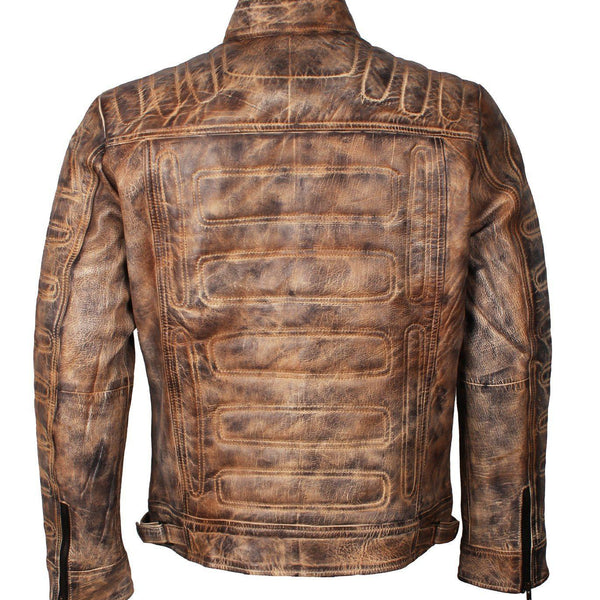 Men's Vintage Distressed Brown Leather Jacket