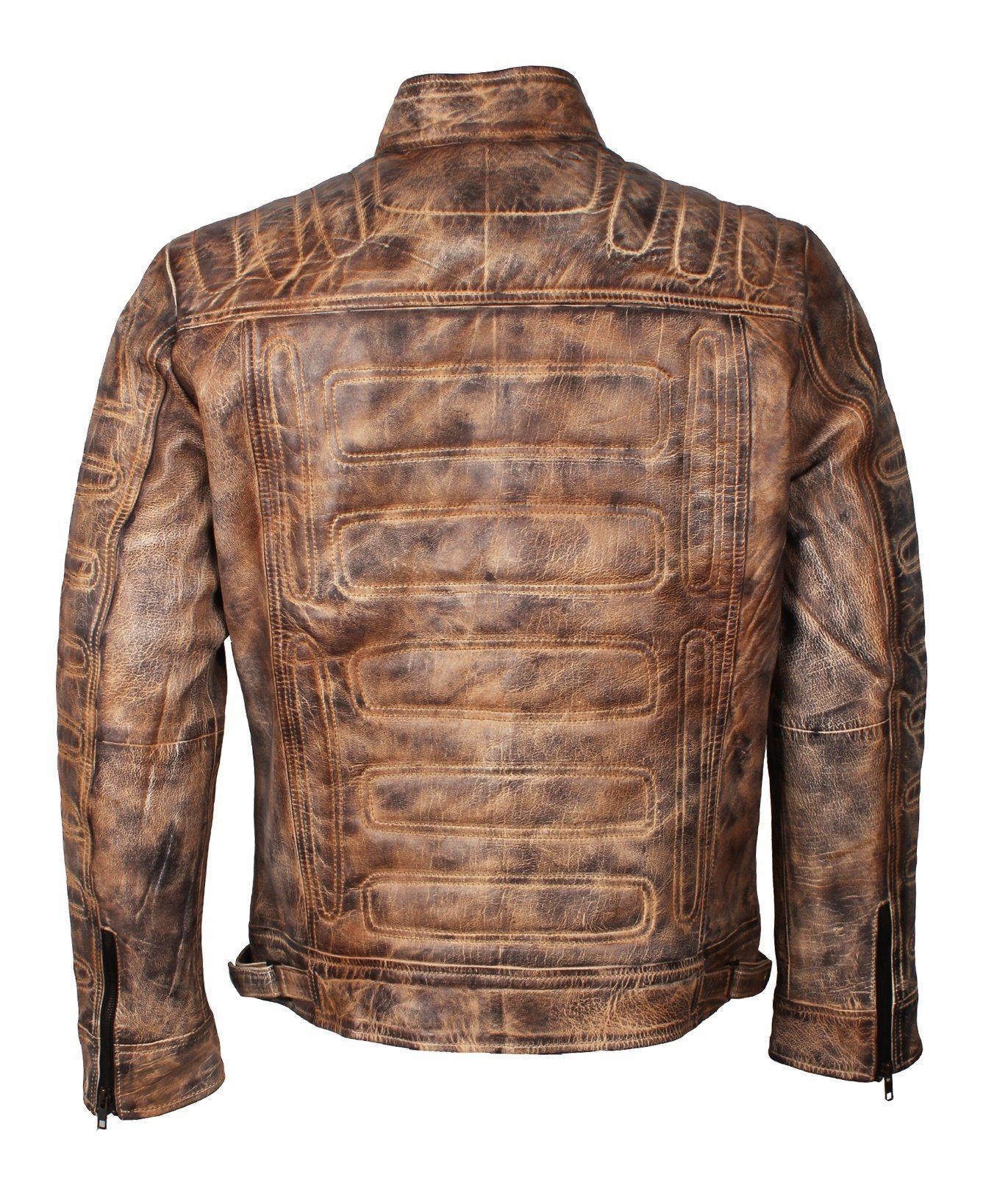 Men's Vintage Distressed Brown Leather Jacket