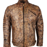 Men's Vintage Distressed Brown Leather Jacket
