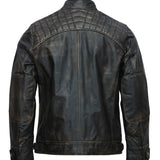 Men’s Black Distressed Motorcycle Leather Jacket