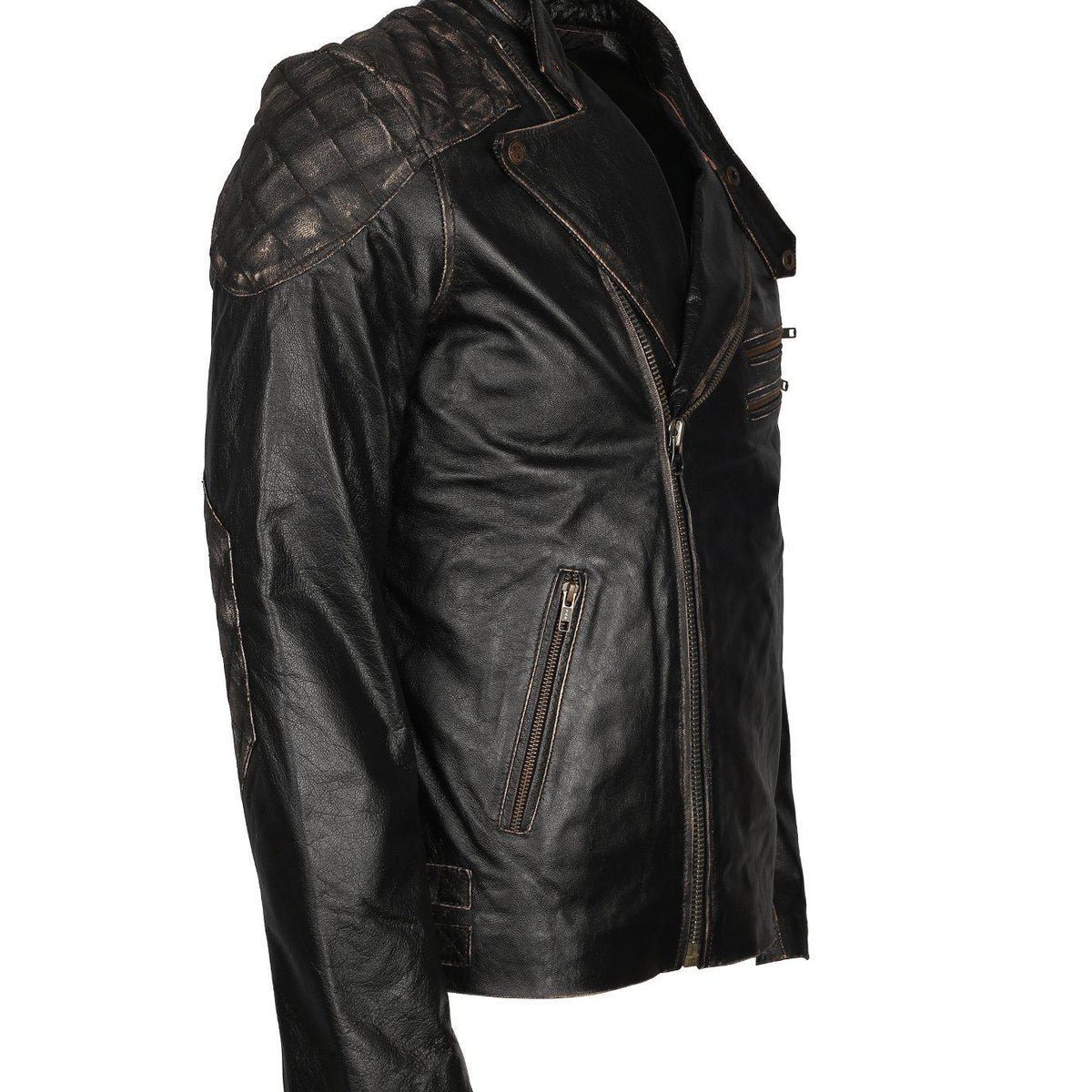Men's Skull Crossbones Genuine Leather Motorcycle Jacket