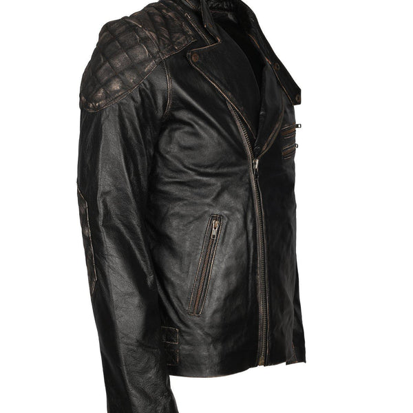 Men's Skull Crossbones Genuine Leather Motorcycle Jacket