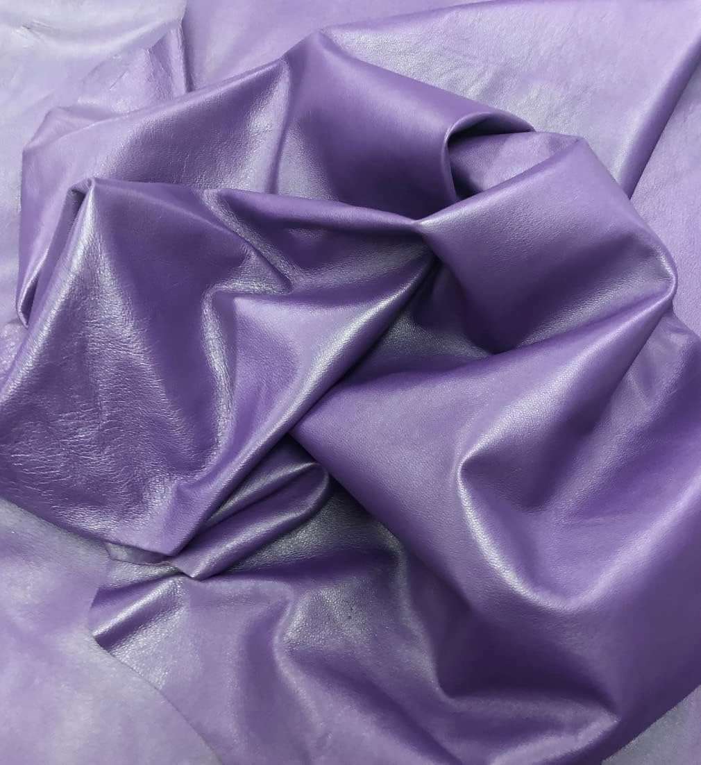 Purple Nappa Sheepskin Leather Hide AA Grade, showing smooth surface texture close-up