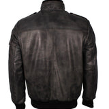 Men's Grey Classic Bomber Genuine Leather Jacket