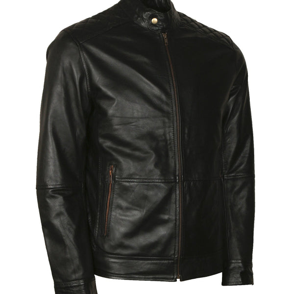 American Flag Skull Biker Leather Jacket in Real Leather