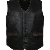 Men's Skull and Crossbones Black Leather Motorcycle Vest