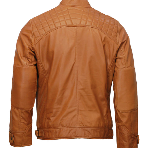 Men’s Tan Moto Biker Leather Jacket