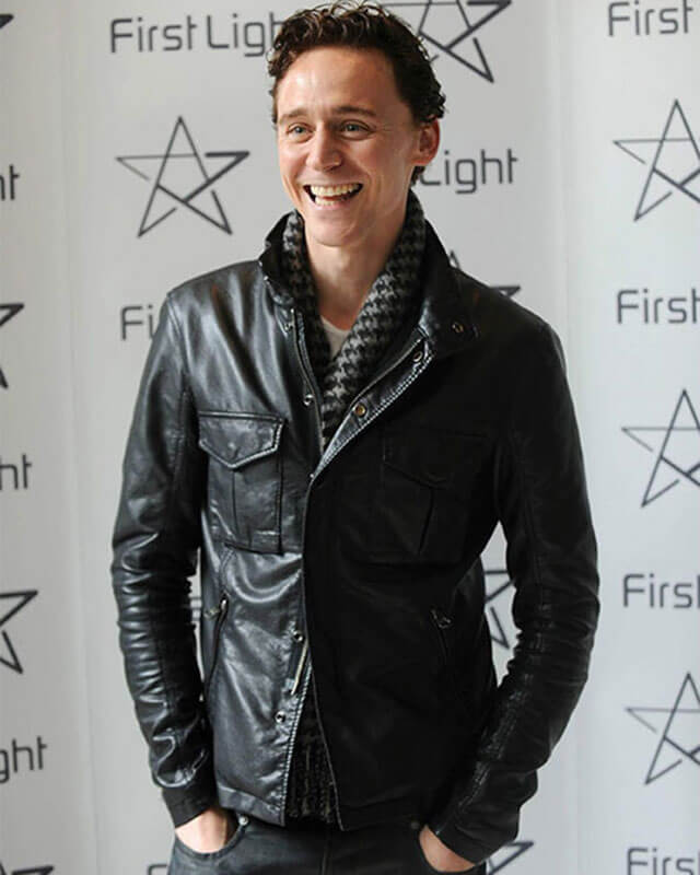 Tom Hiddleston Black Trucker Leather Jacket