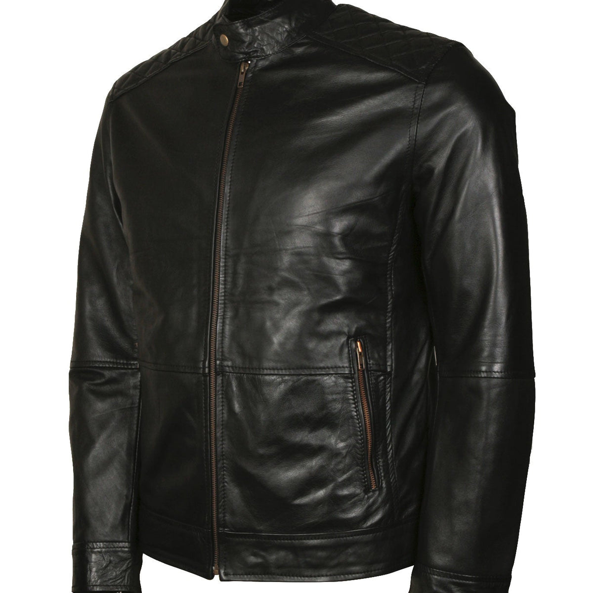 American Flag Skull Biker Leather Jacket in Real Leather