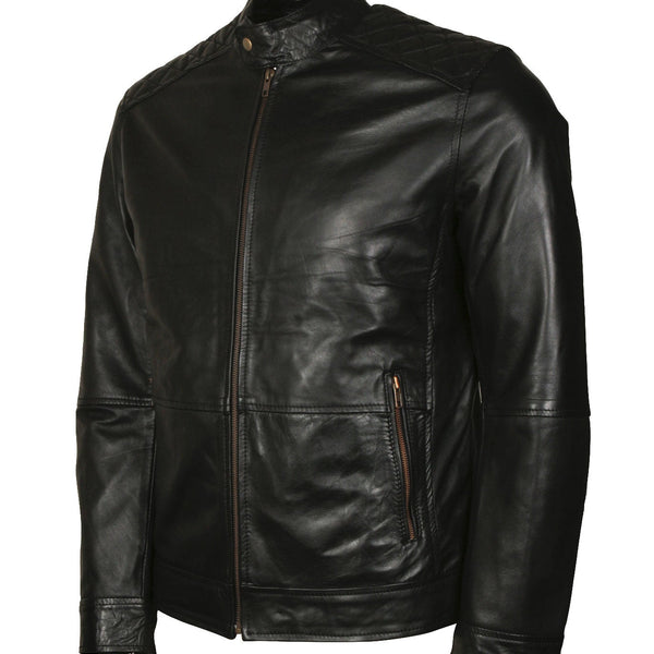 American Flag Skull Biker Leather Jacket in Real Leather